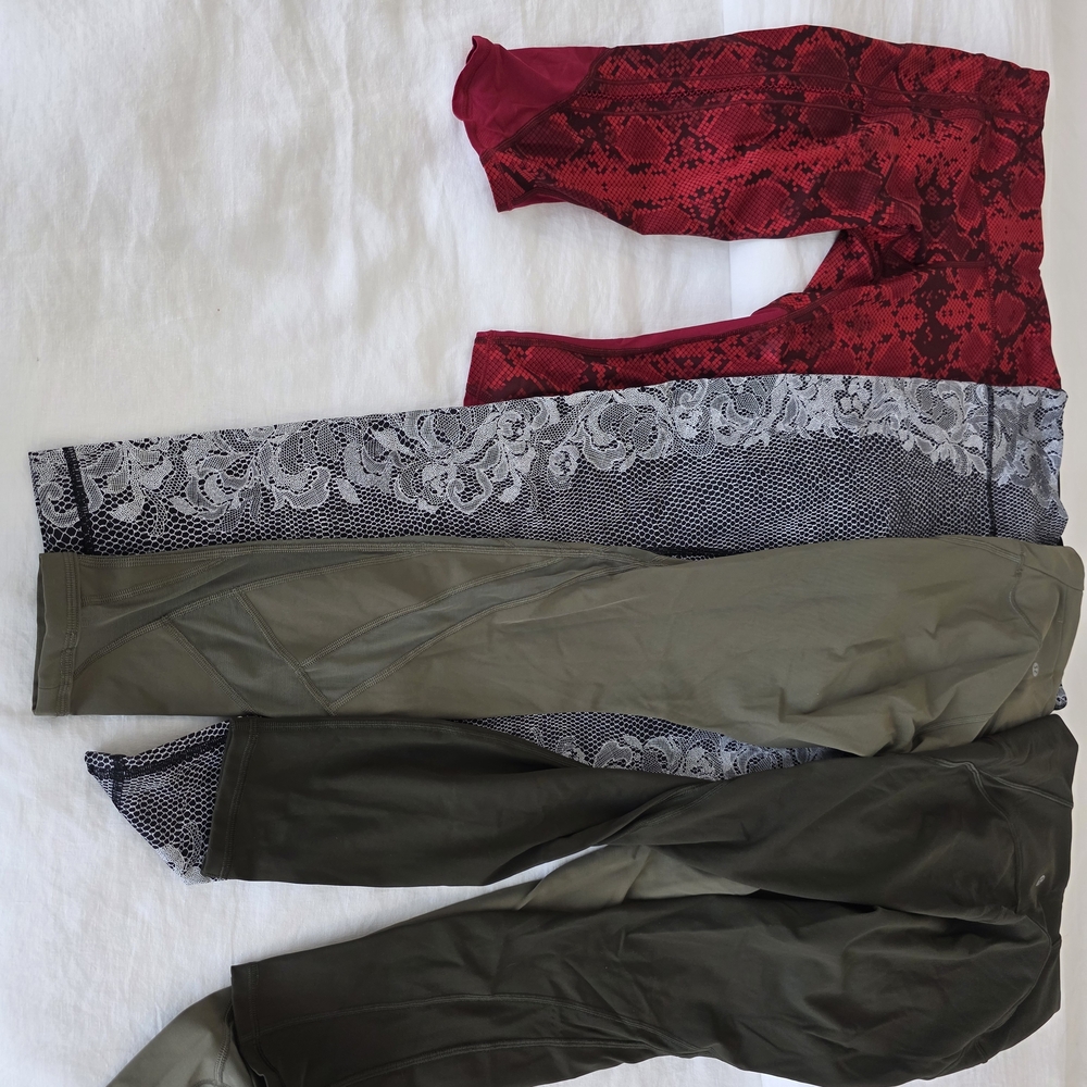 Lululemon Athletica Red, Black, and Green Leggings Set - Picture 15 of 15